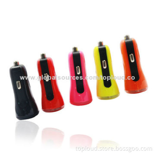 2.1A Car Chargers, USB or DC Connector, 12-24V DC, 5V/2.1A, Suitable for iPhoneNew